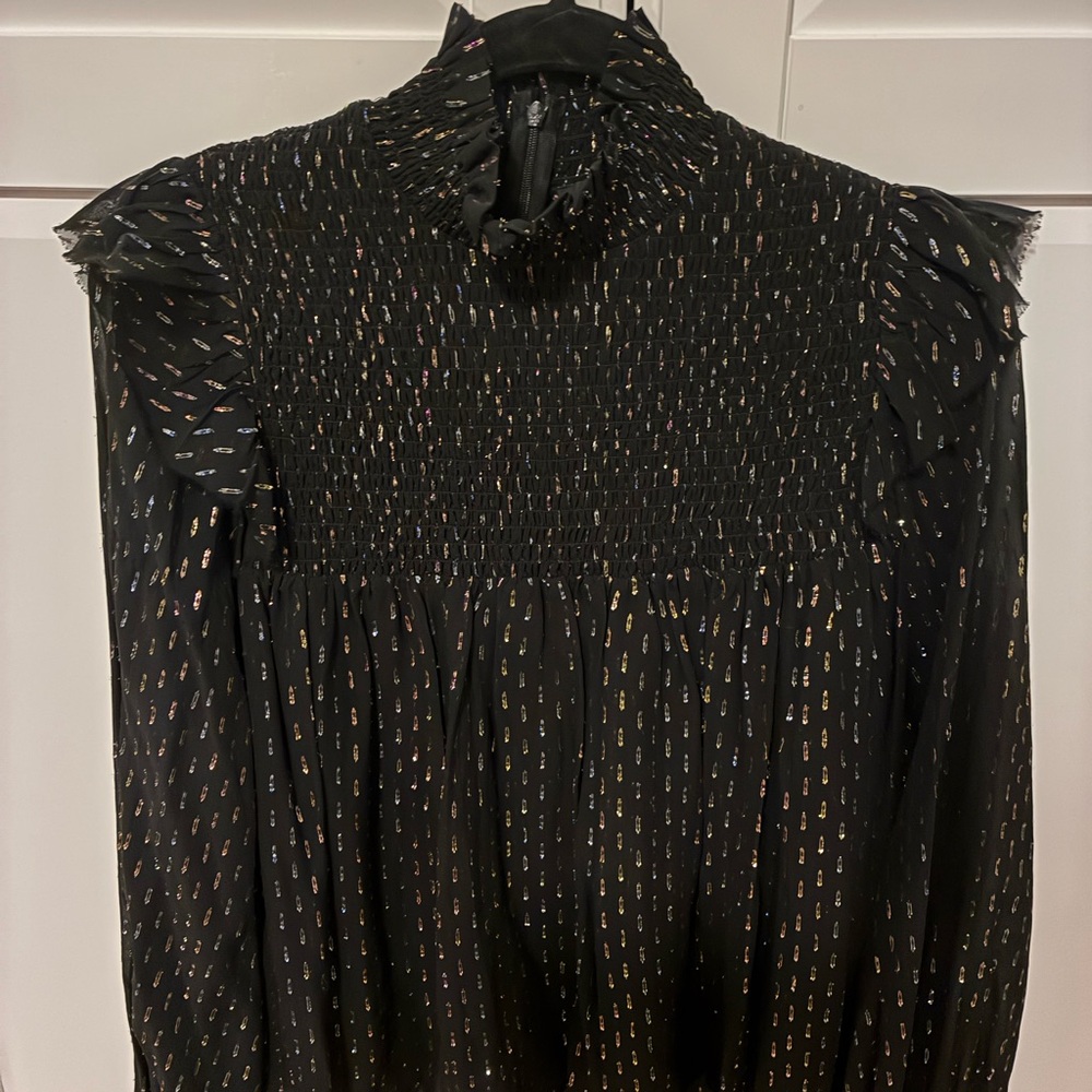The Kooples Black Blouse with Gold Accents